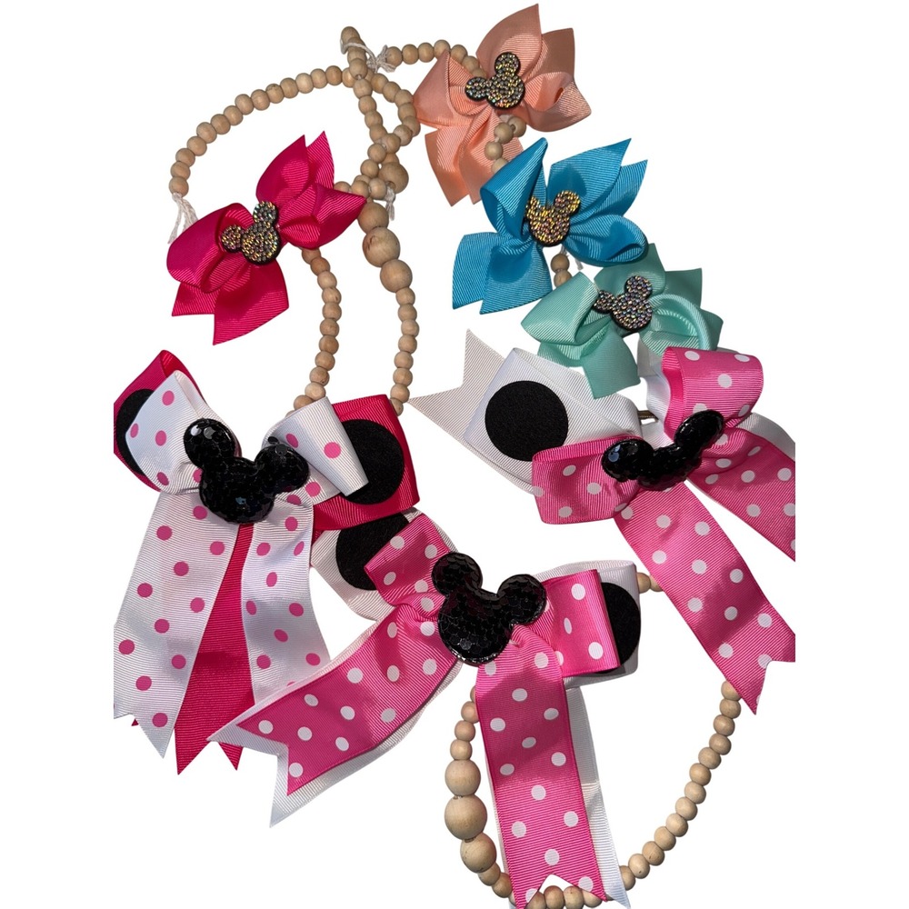 Set of 19 Mickey/Minnie Mouse Bows small and large Disney Fun‎